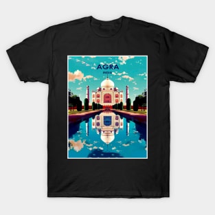 Agra India Vintage Taj Mahal Travel and Tourism Advertising Print T-Shirt